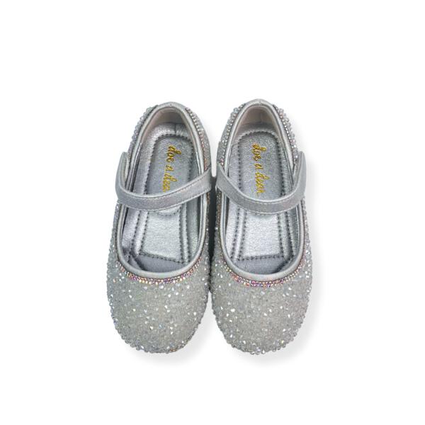 DOE A DEAR  Bead Stone Flat Shoes - Silver