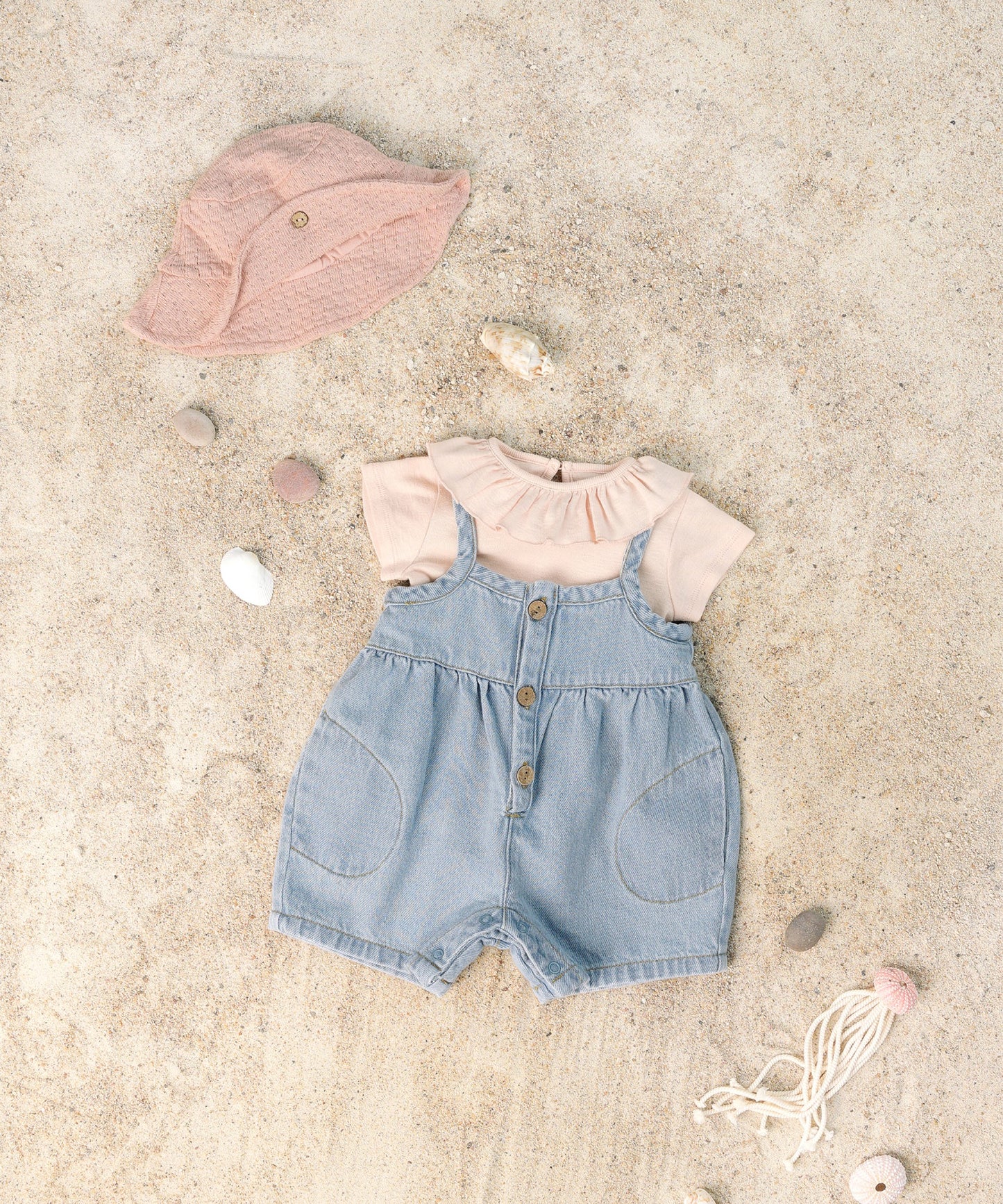 Play UP Denim jumpsuit with coconut buttons