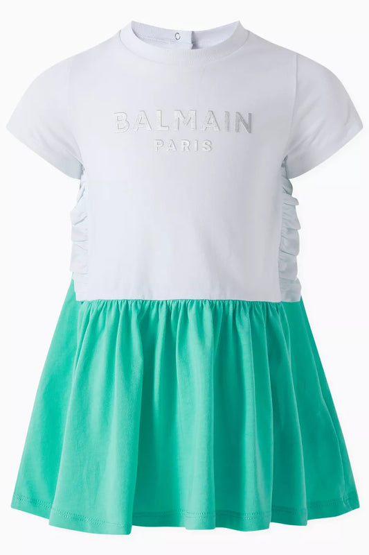 NEW!!  Balmain  Follow Colour-block Logo Dress in Jersey