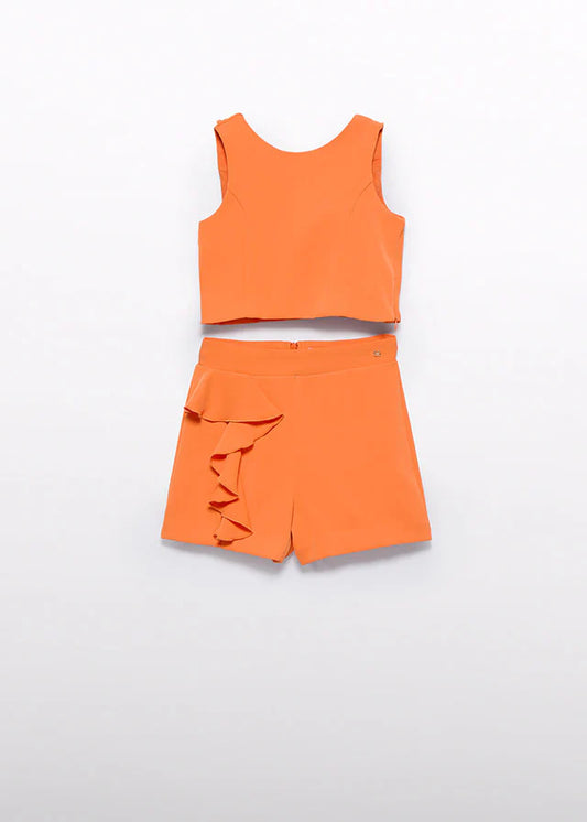 Abel & Lula - Girl Ruffle Shorts Set - Persimmon
