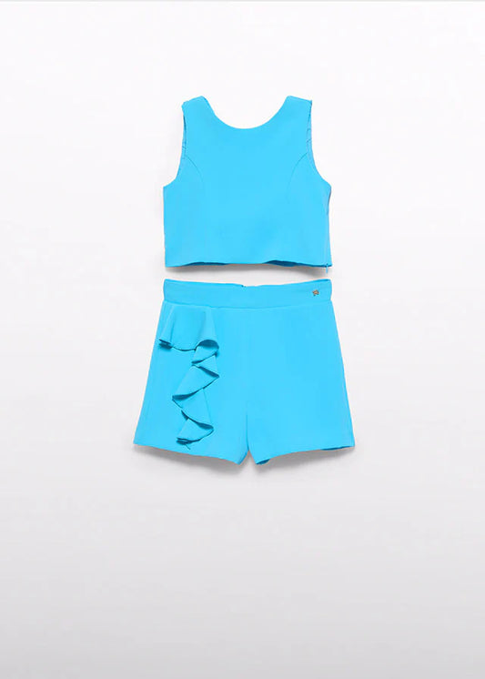 Abel & Lula - Girl Ruffle Shorts Set - Turquoise