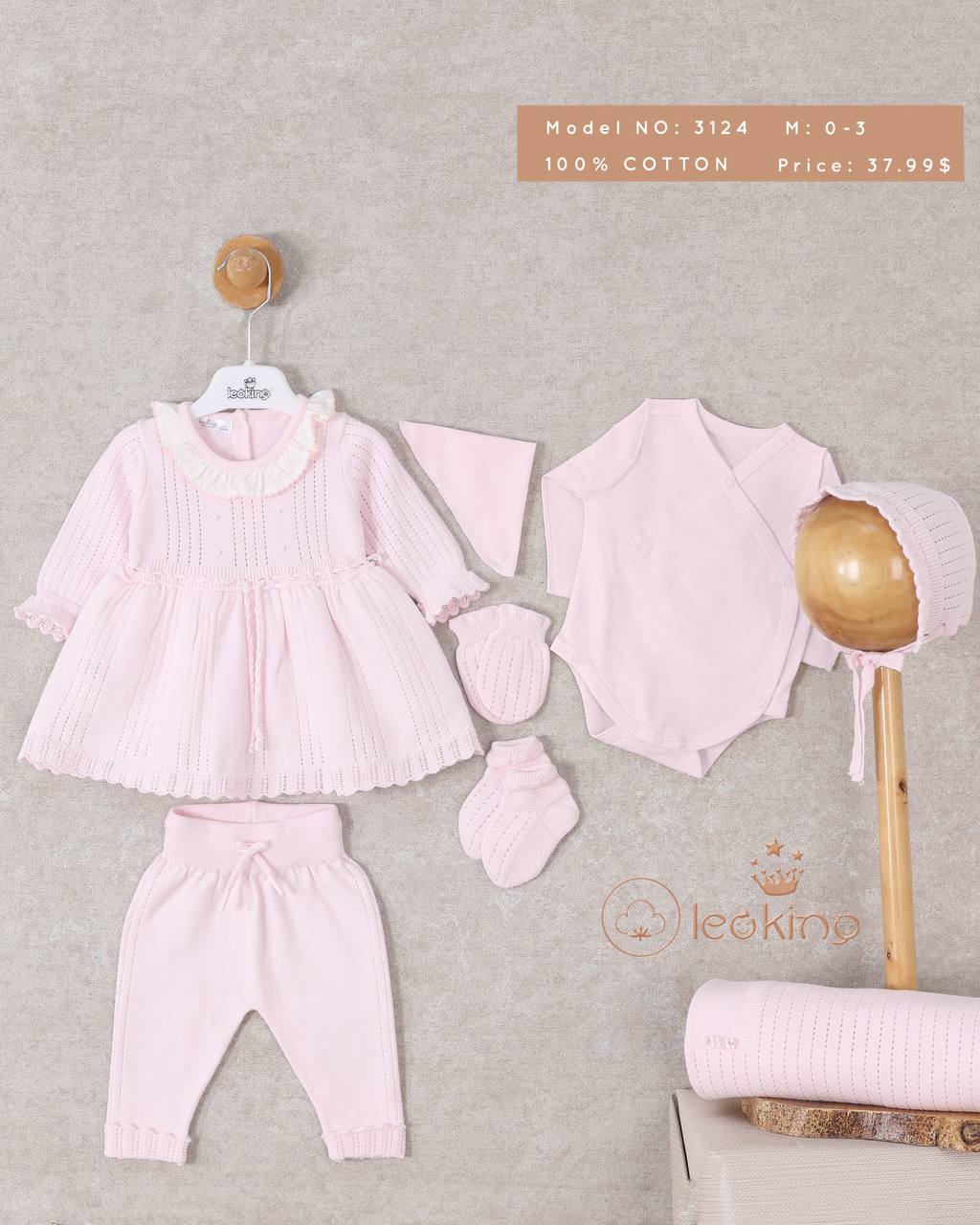 Leo King Pink 5 Piece Newborn Set