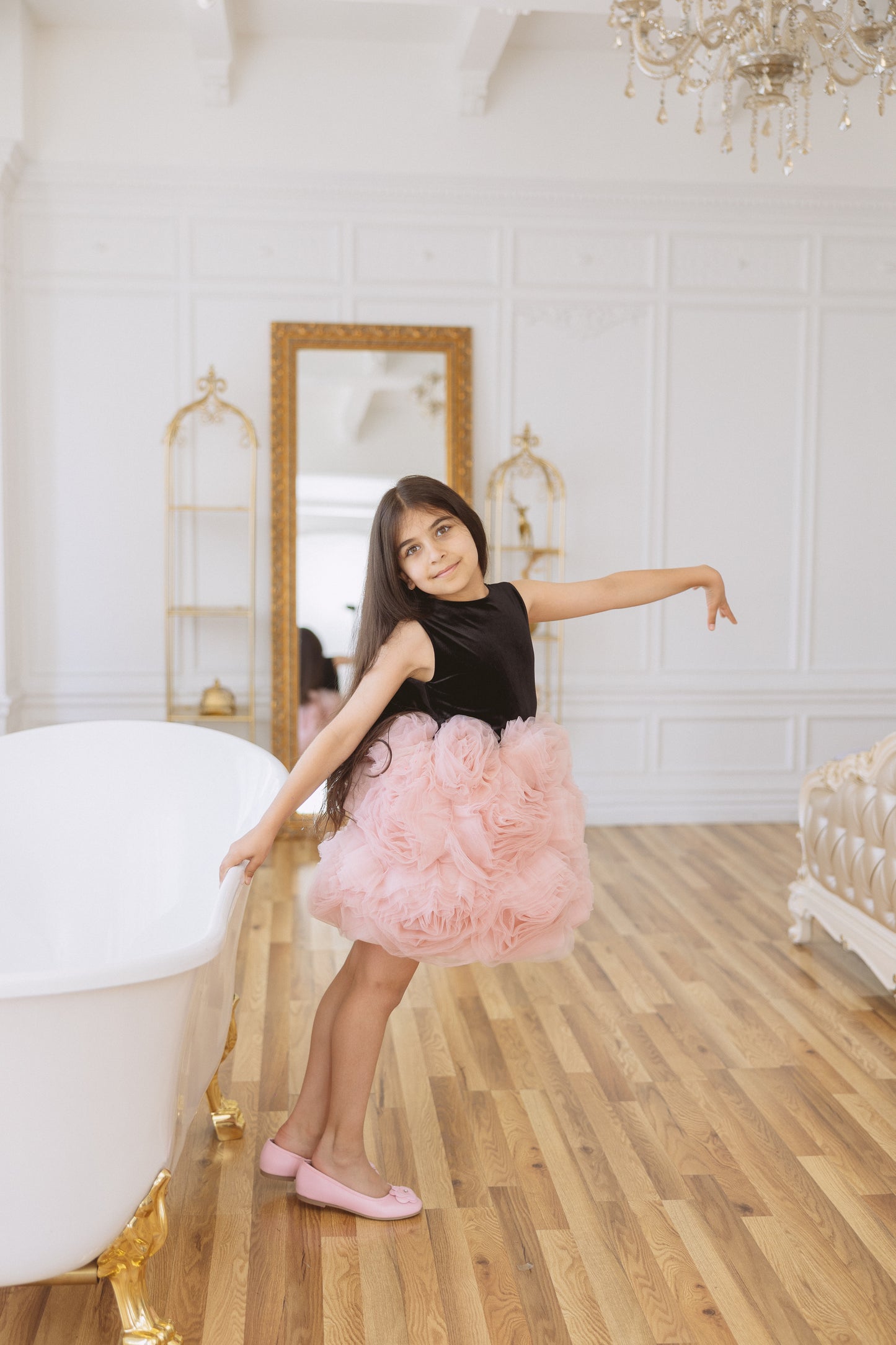 Tina Mur Pink Ruffle Tulle Dress