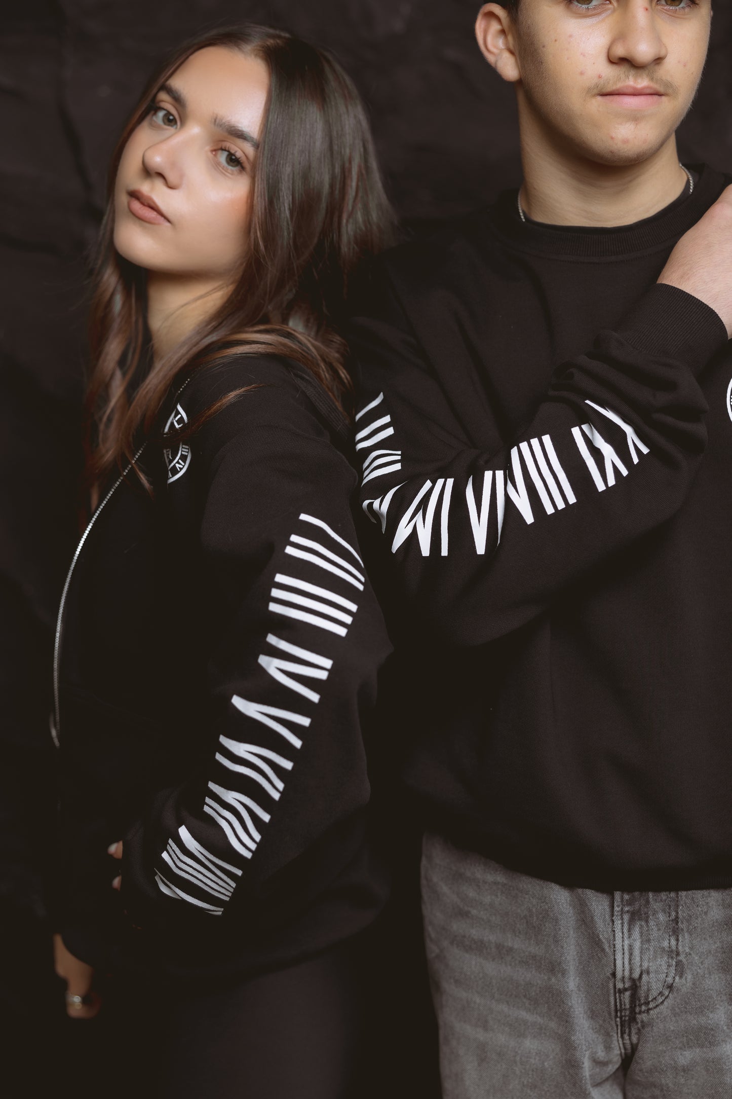 ANRI Roman Numeral Black Zip-UP Hoodie (Kids& Adults)