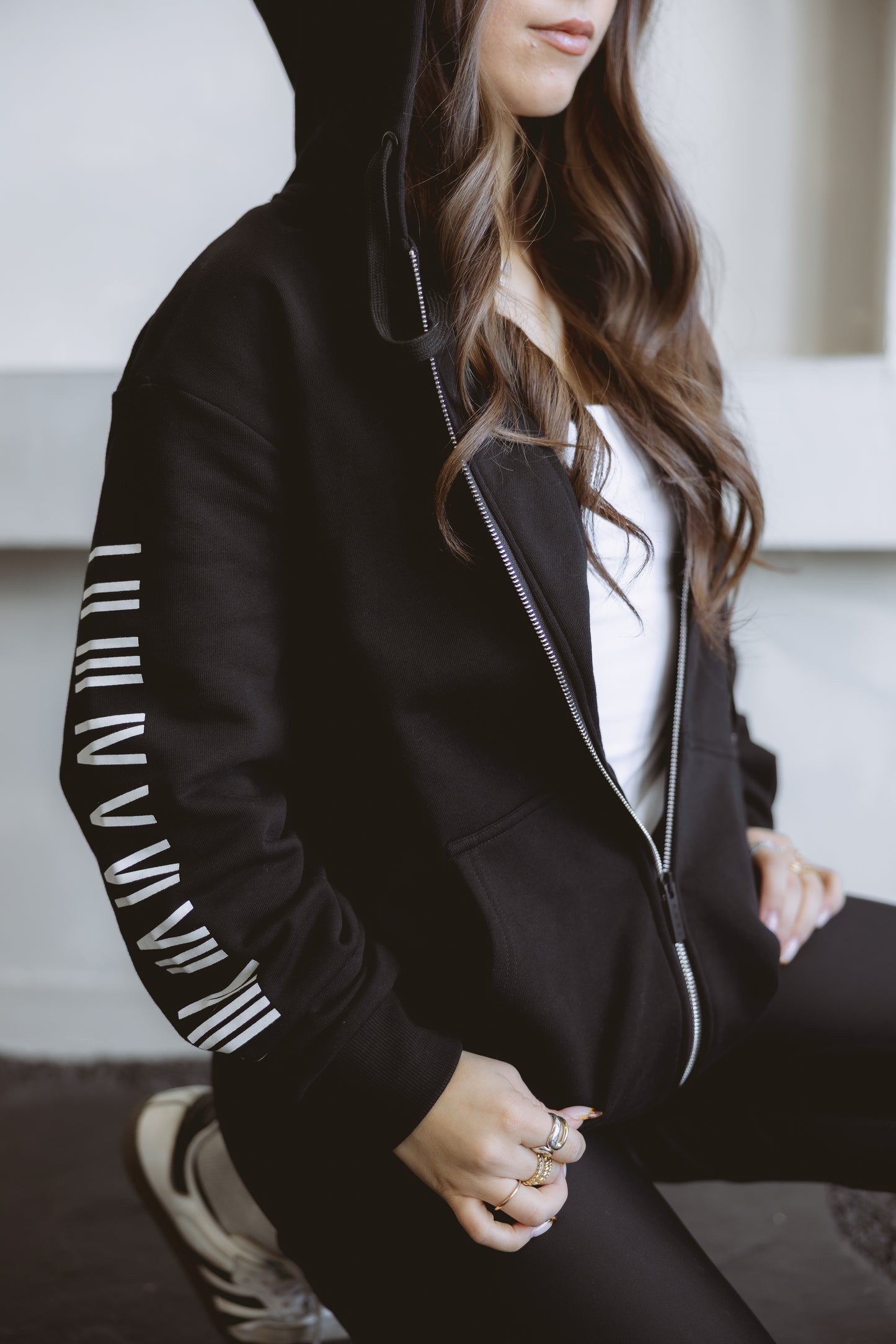 ANRI Roman Numeral Black Zip-UP Hoodie (Kids& Adults)
