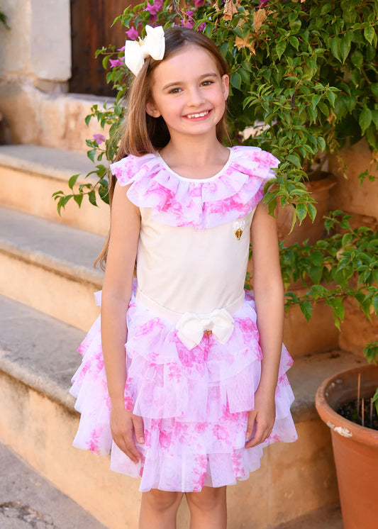 NEW!!  Angel`s Face Marlene Roses Ruffle Top&Skirt set
