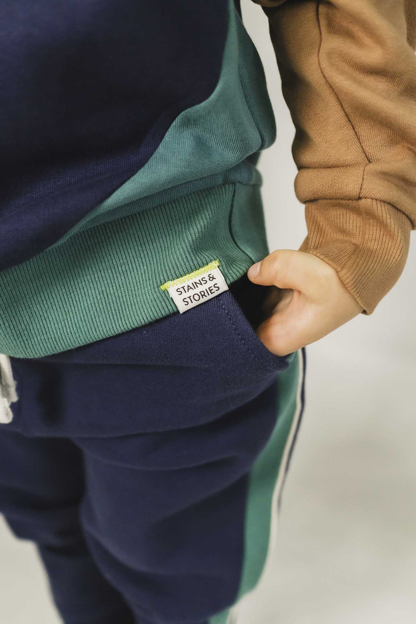 BabyFace Blue Color Block Sweatshirt & Sweatpant Set