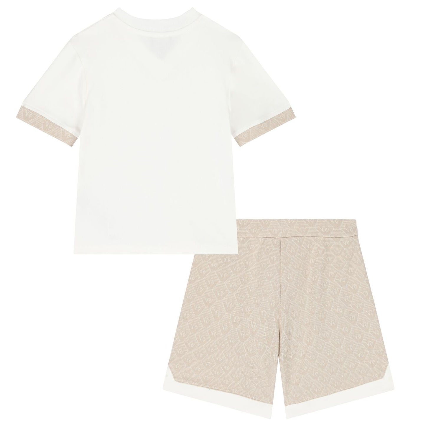 NEW!! Emporio Armani Boys Ivory & Beige Logo Shorts Set