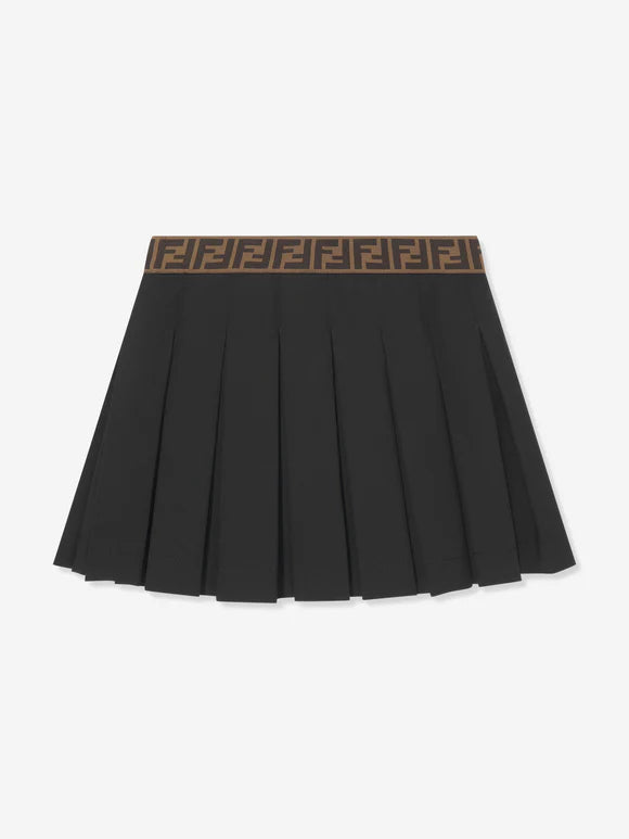 FENDI Girls Pleated Skirt in Black