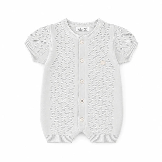 Leo King - Baby Boy Diamond Knit Short Sleeve Romper
