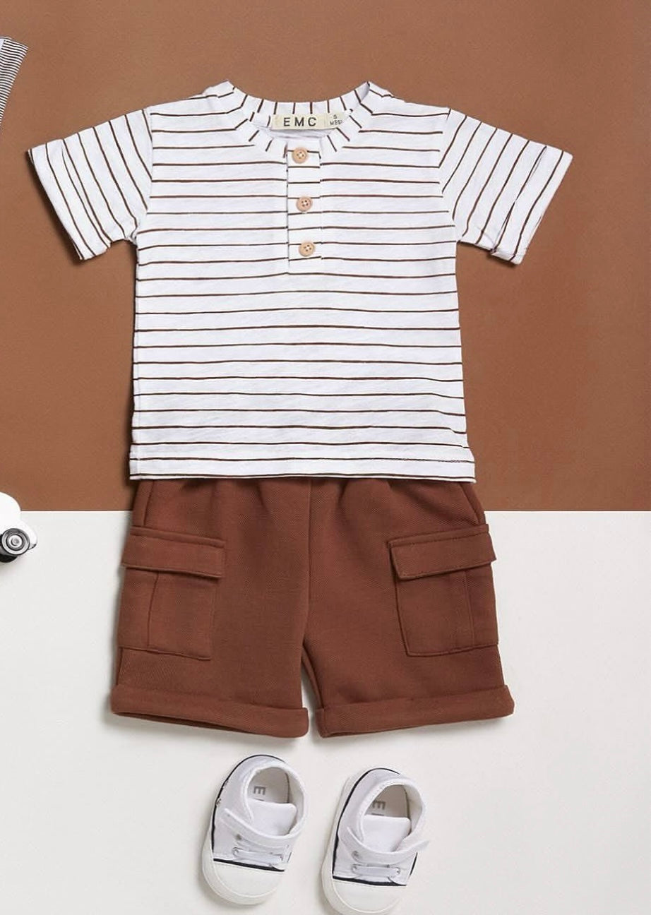 NEW!! EMC White &Cocoa Strip Cotton Set