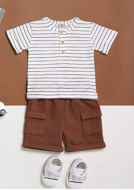 NEW!! EMC White &Cocoa Strip Cotton Set