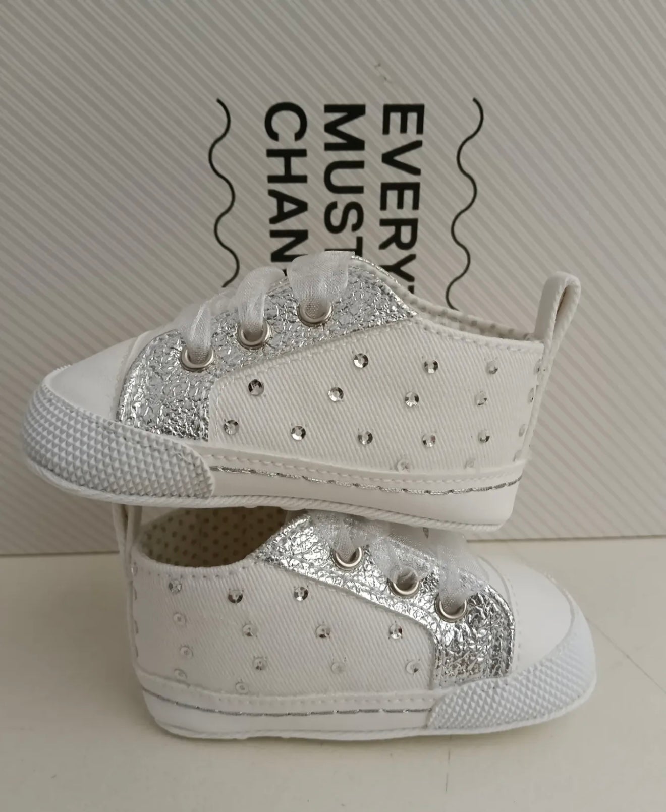 NEW!! EMC White baby girls Sparkle Sneakers