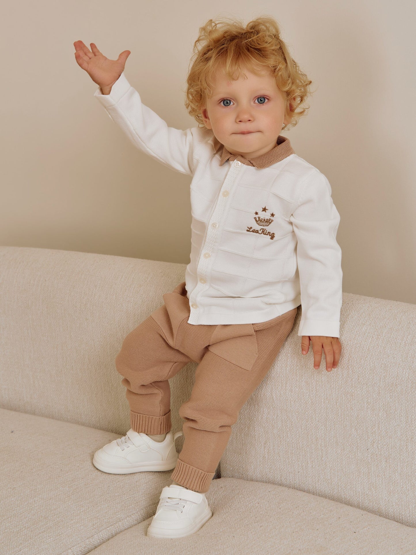 Leo King Baby Boy 32Piece Cotton Set - White and Brown