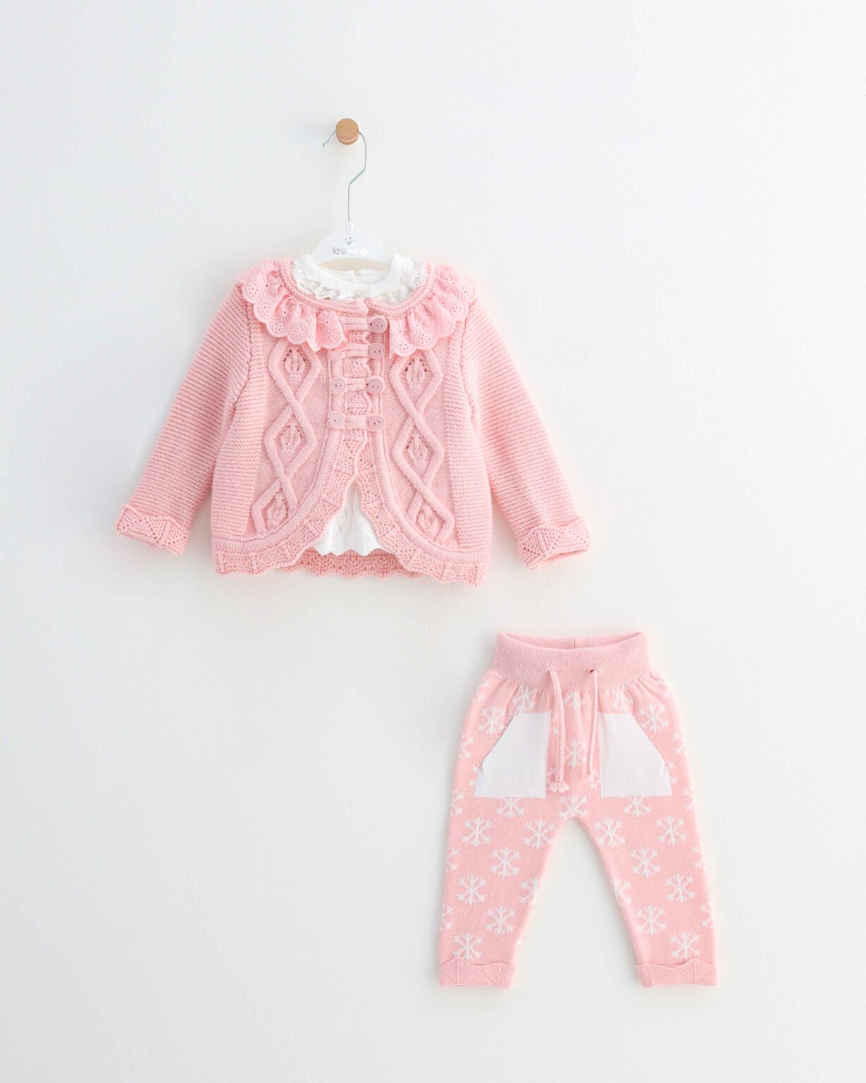 Baby 3-Piece Wool Long Set - Pink
