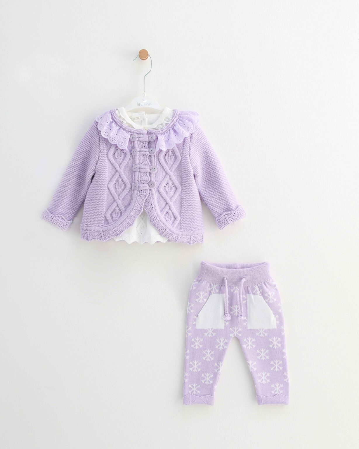 Baby 3-Piece Wool Long Set - Purple