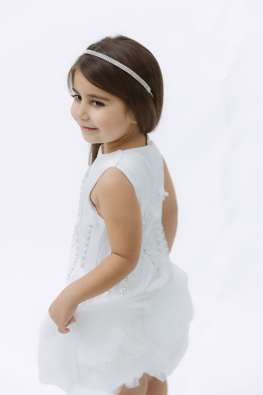 NEW!!! Tina Mur Diamond Rosette White Dress