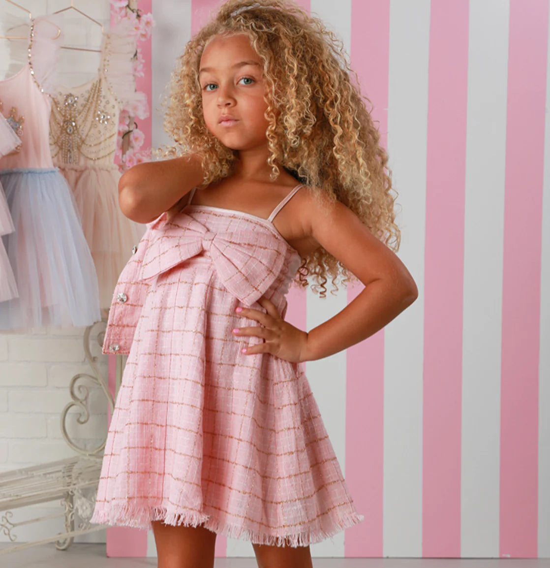 Demi Pink Tweed Dress