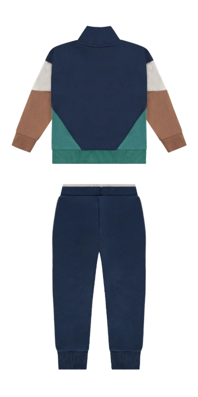 BabyFace Blue Color Block Sweatshirt & Sweatpant Set