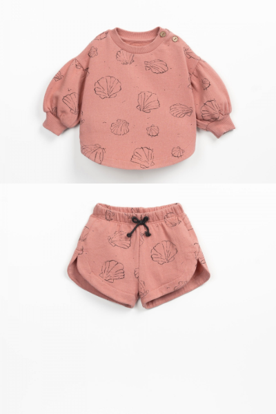 Play UP Sweater with round cut &Shorts with shells print set