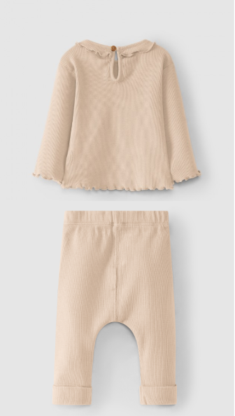 SNUG Ribbed jersey longsleeve with ruffle top&bottom set