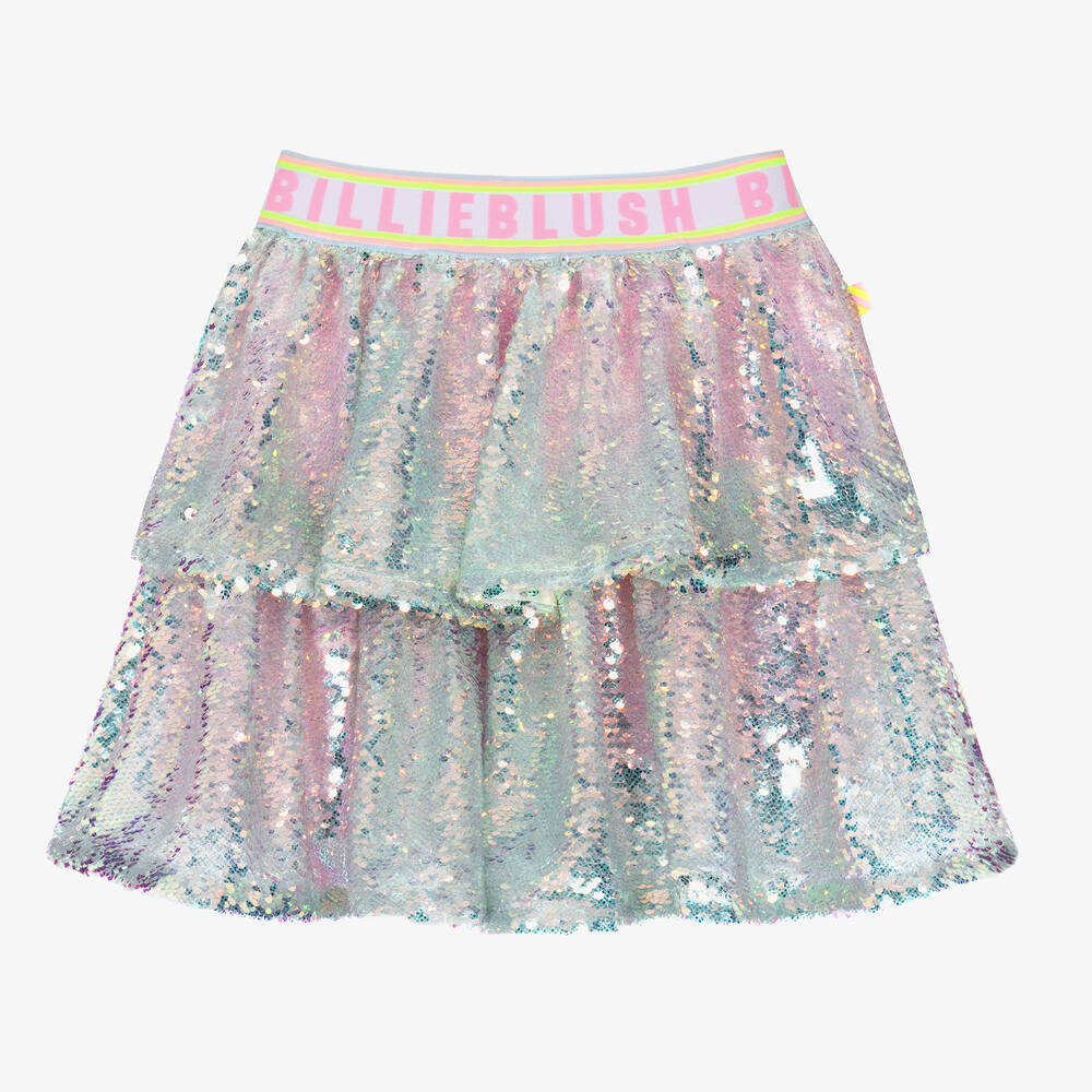 NEW!! Billieblush Girls Blue & Pink Sequin Skirt