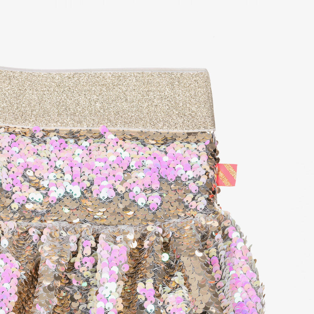 Billieblush Girls Gold Reversible Sequin Skirt