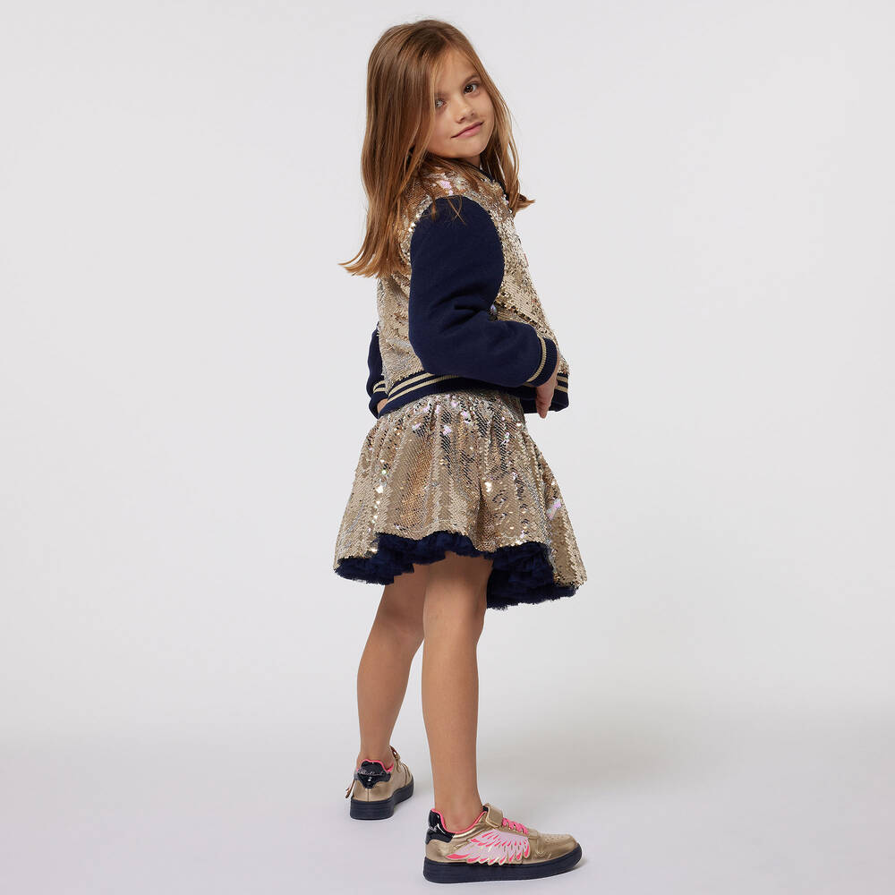 Billieblush Girls Gold Reversible Sequin Skirt