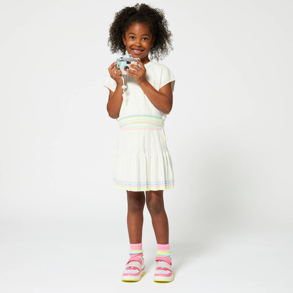 NEW!! Billieblush Girls Ivory Pointelle Knit Sweater&Skirt Set