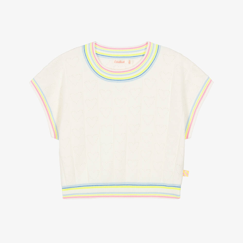 NEW!! Billieblush Girls Ivory Pointelle Knit Sweater&Skirt Set