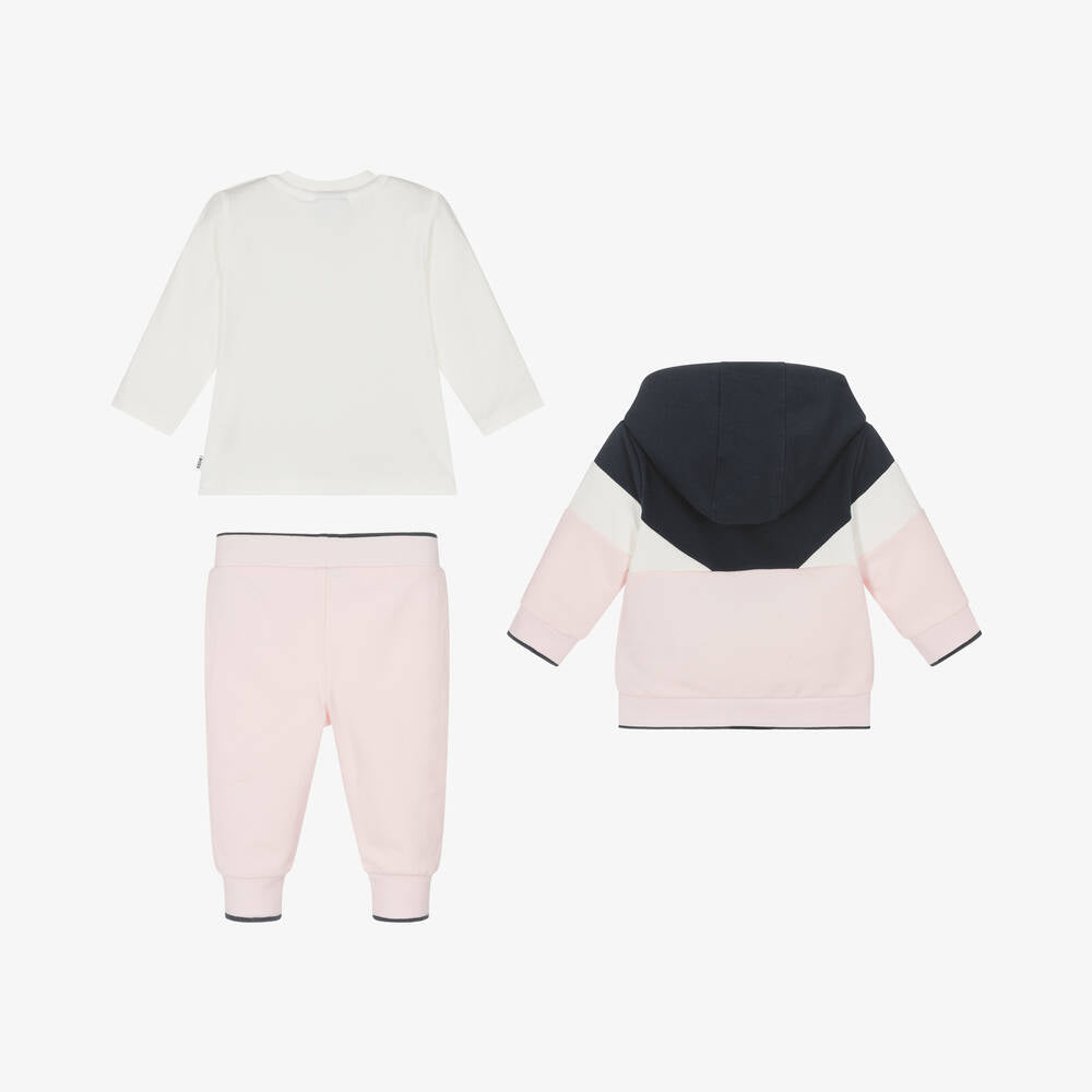 BOSS Baby Girls Pink Cotton Tracksuit Set