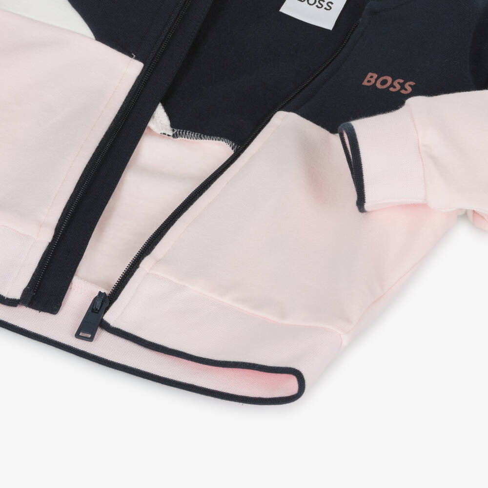 BOSS Baby Girls Pink Cotton Tracksuit Set