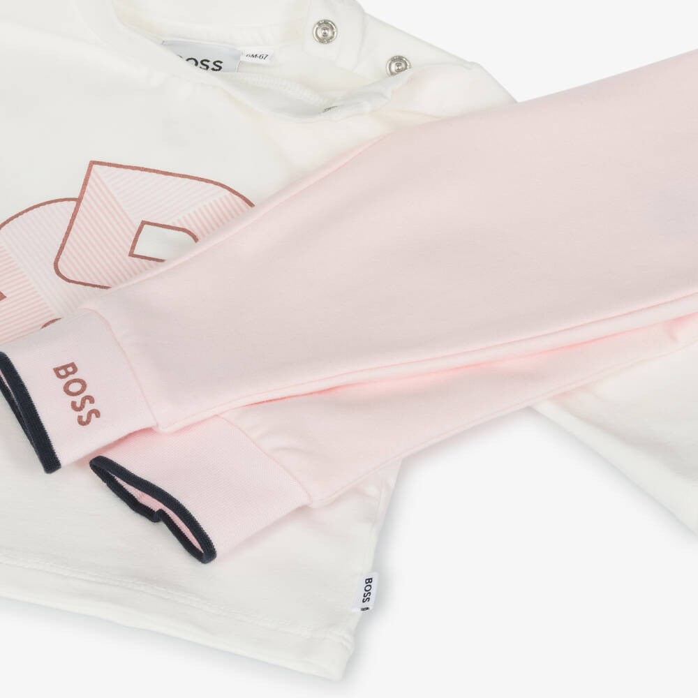 BOSS Baby Girls Pink Cotton Tracksuit Set