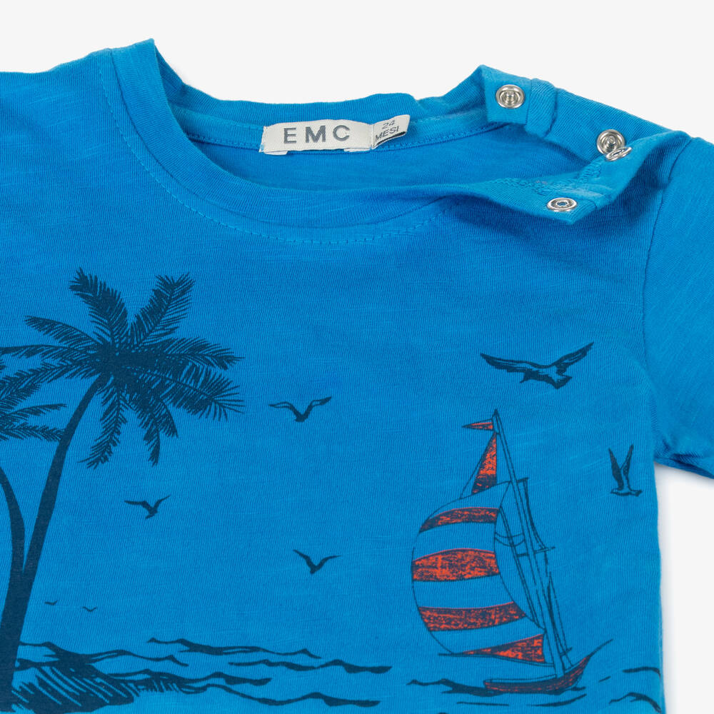 NEW!! EMC Boys Blue Cotton Sailboat Shorts Set