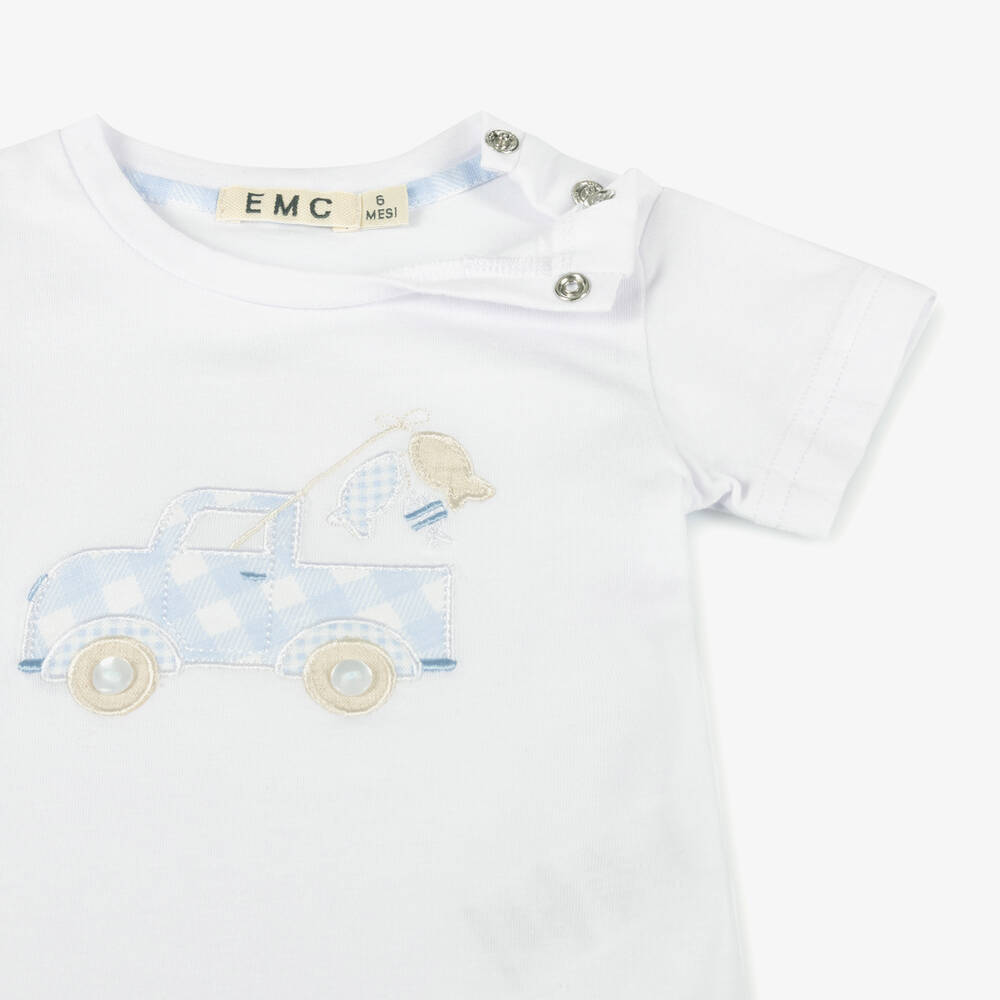 NEW!! EMC Boys Blue Gingham Linen Shorts Set