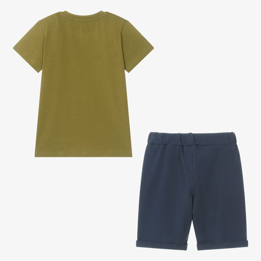 EMC Boys Green & Blue Motorbike Shorts Set