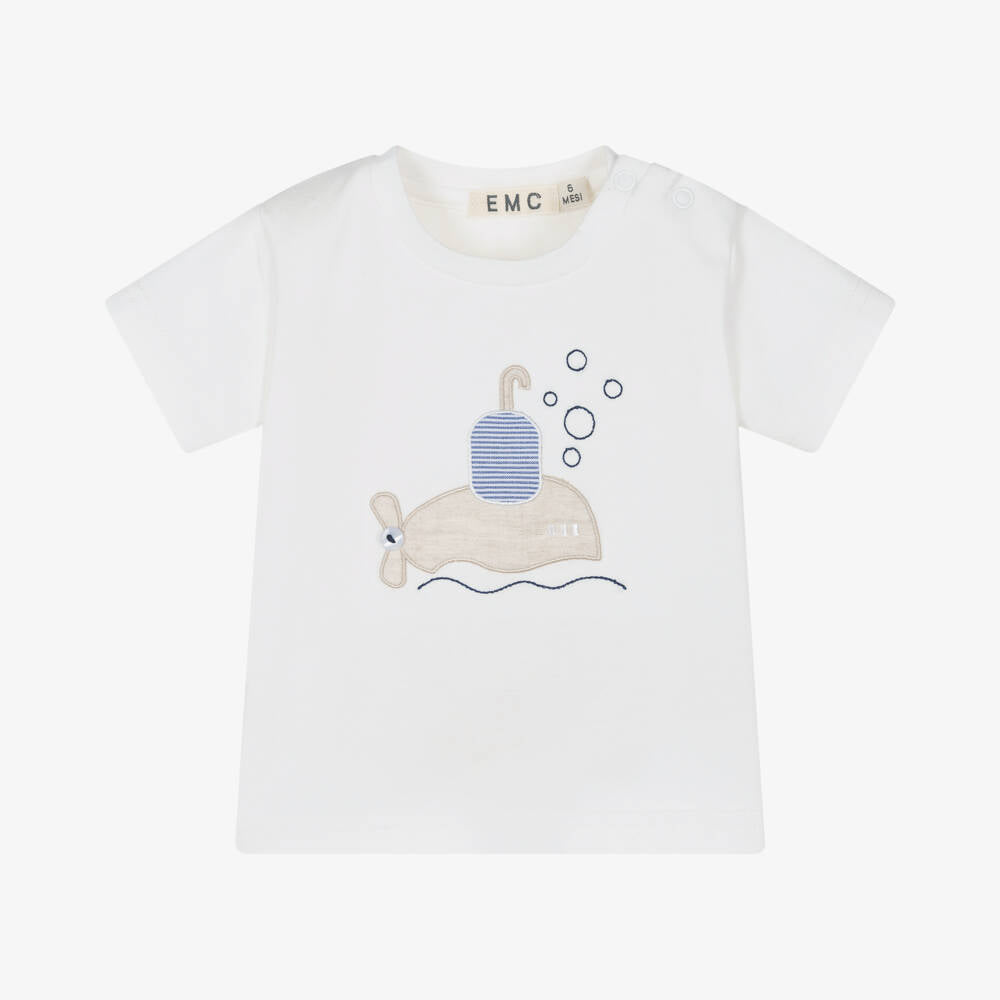 NEW!! EMC Boys Ivory Cotton Submarine T-Shirt