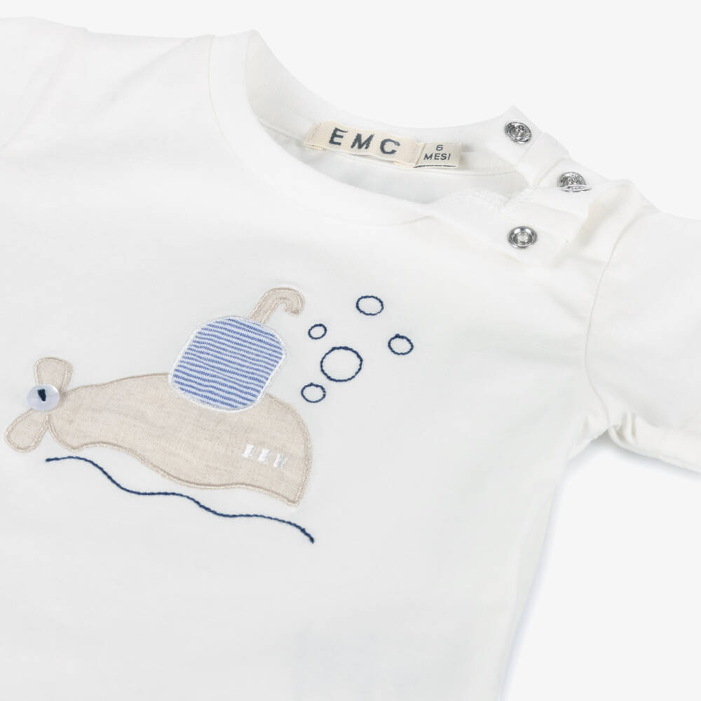 NEW!! EMC Boys Ivory Cotton Submarine T-Shirt