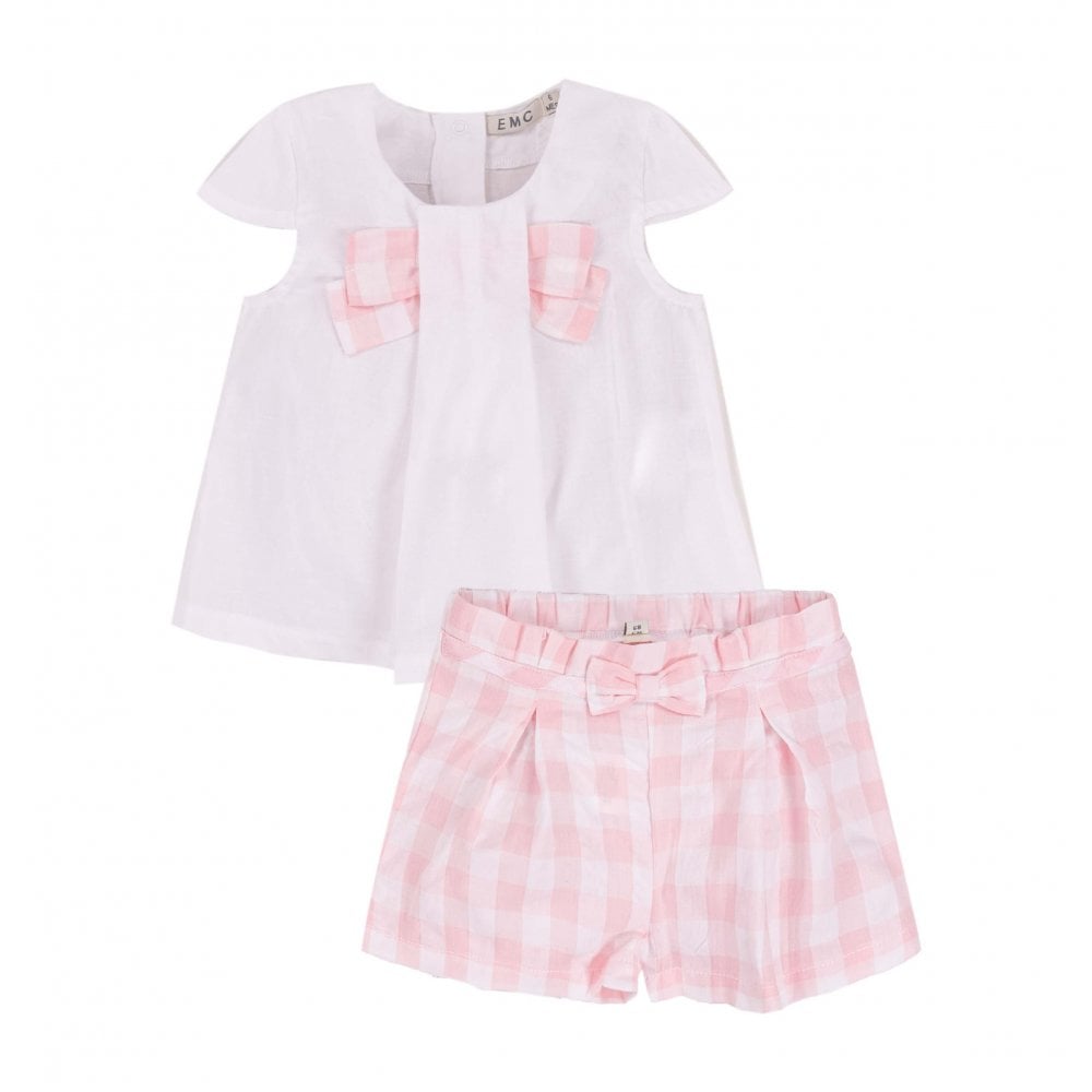 NEW!! Baby Girl White and Pink Gingham Short Set