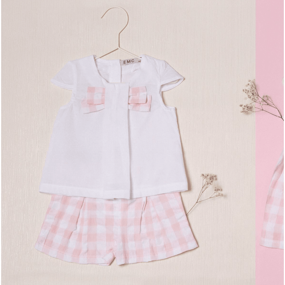 NEW!! Baby Girl White and Pink Gingham Short Set