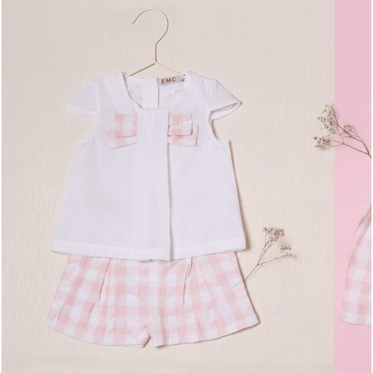 NEW!! Baby Girl White and Pink Gingham Short Set