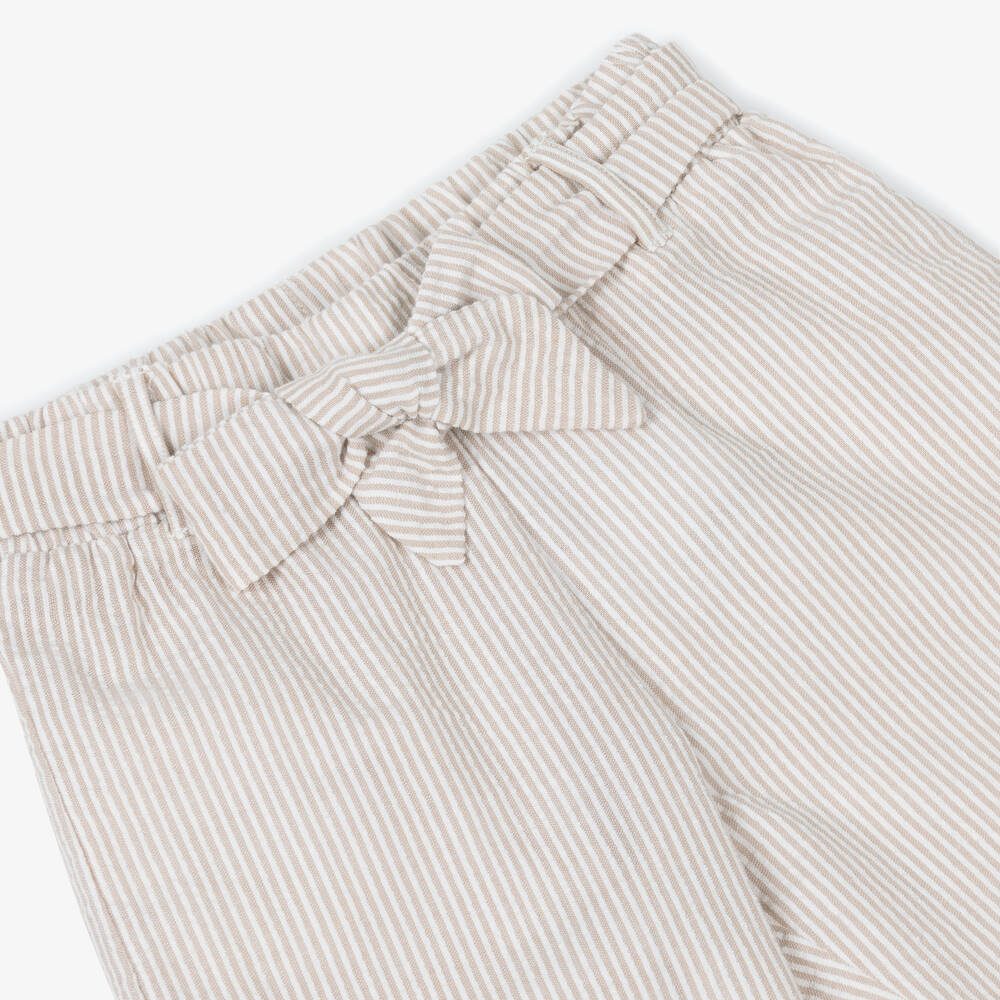 NEW!! EMC Girls Beige Striped Cotton Trousers