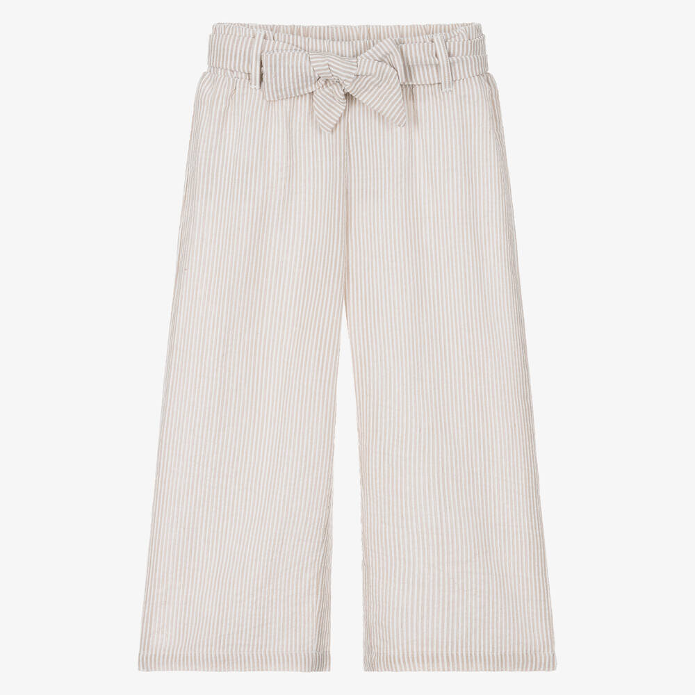 NEW!! EMC Girls Beige Striped Cotton Trousers