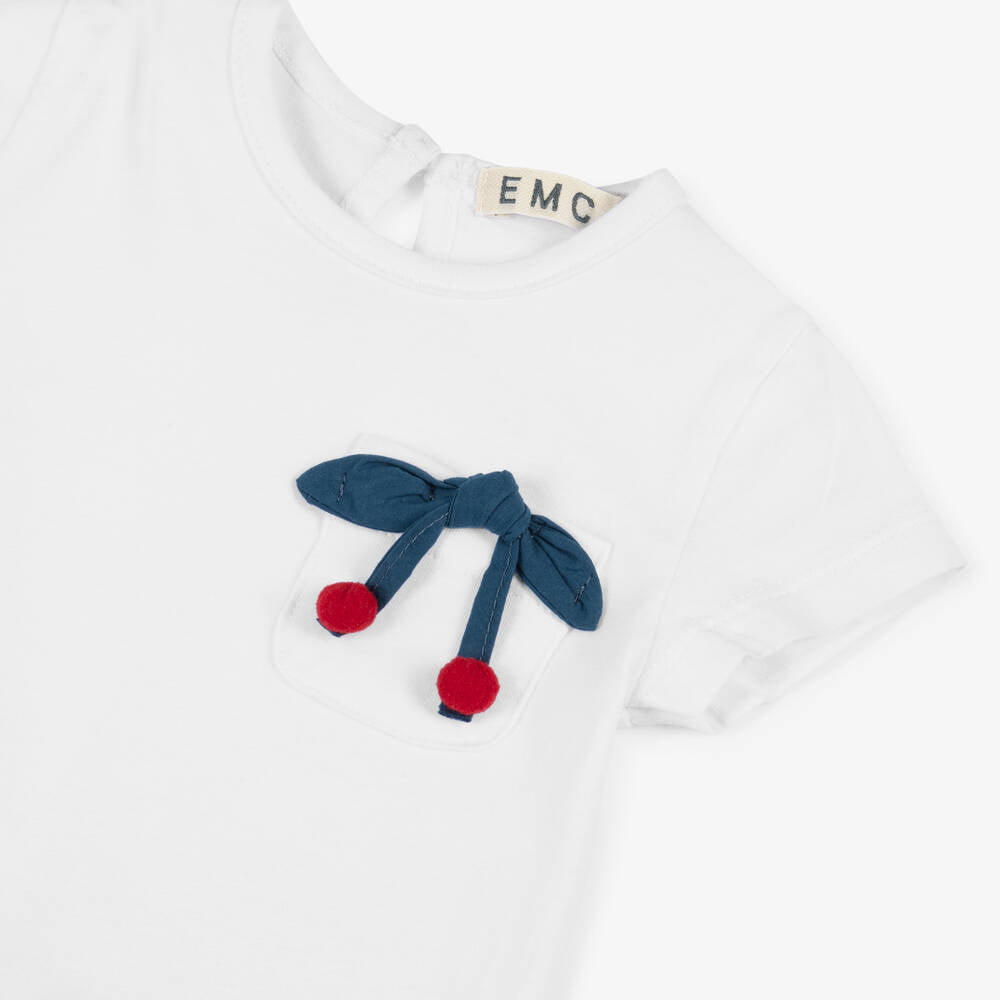 NEW!! EMC Girls White Cotton Cherry T-Shirt