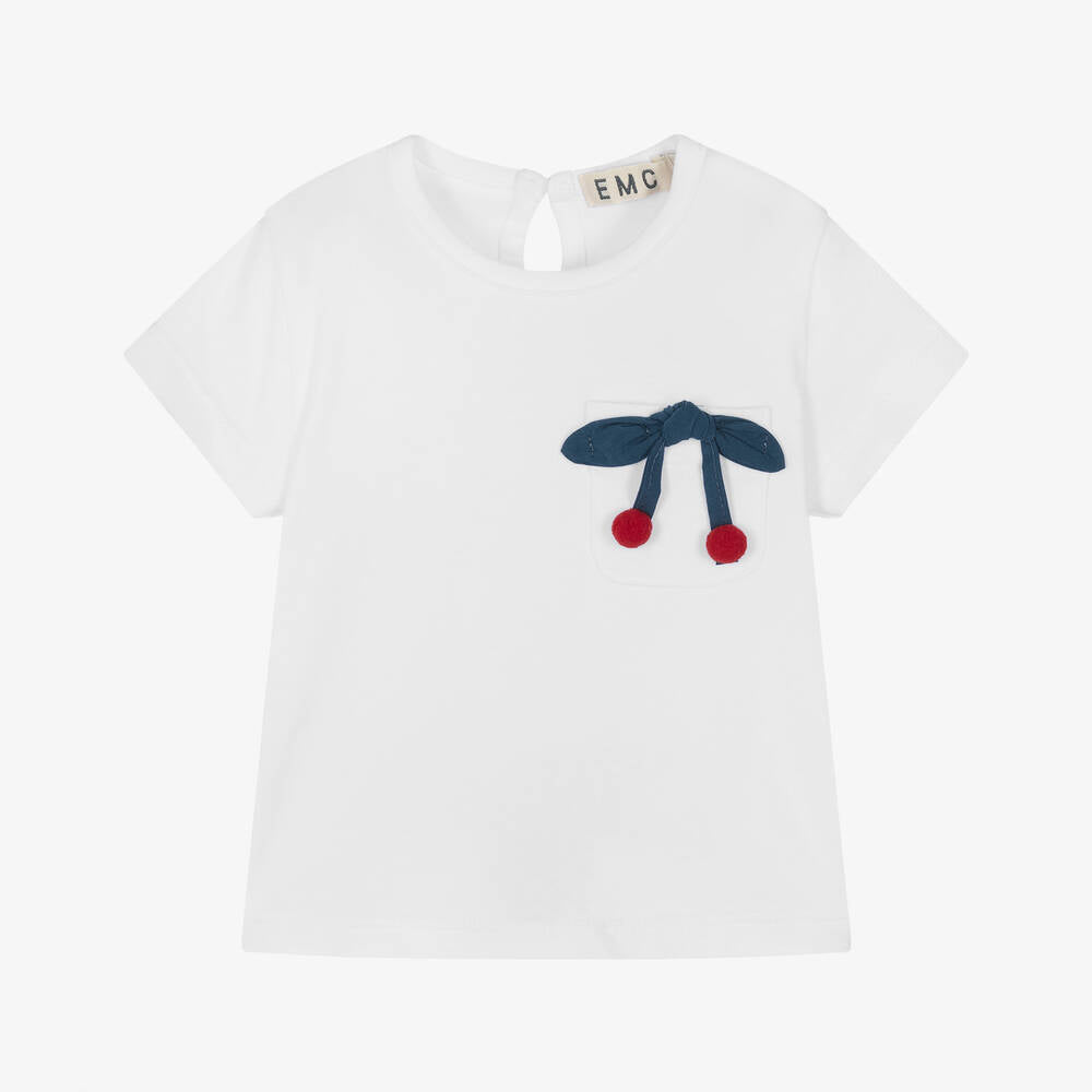 NEW!! EMC Girls White Cotton Cherry T-Shirt