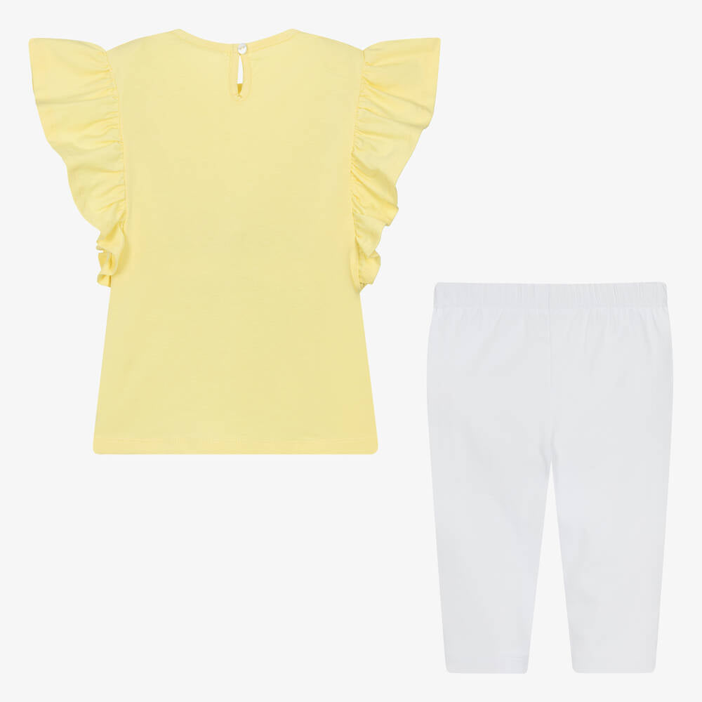 EMC Girls Yellow & White Cotton Leggings Set