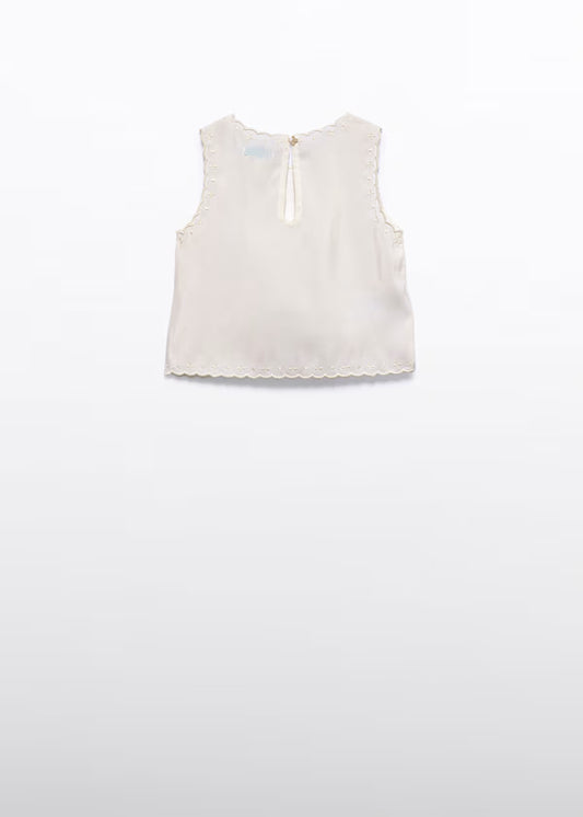 Abel & Lula - Girl Embroidered Top Beige