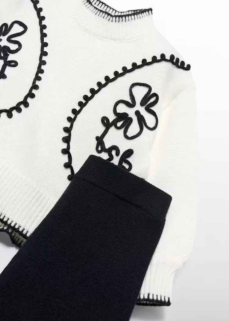 Abel & Lula - Girl Knit Pants Set with Embroidery