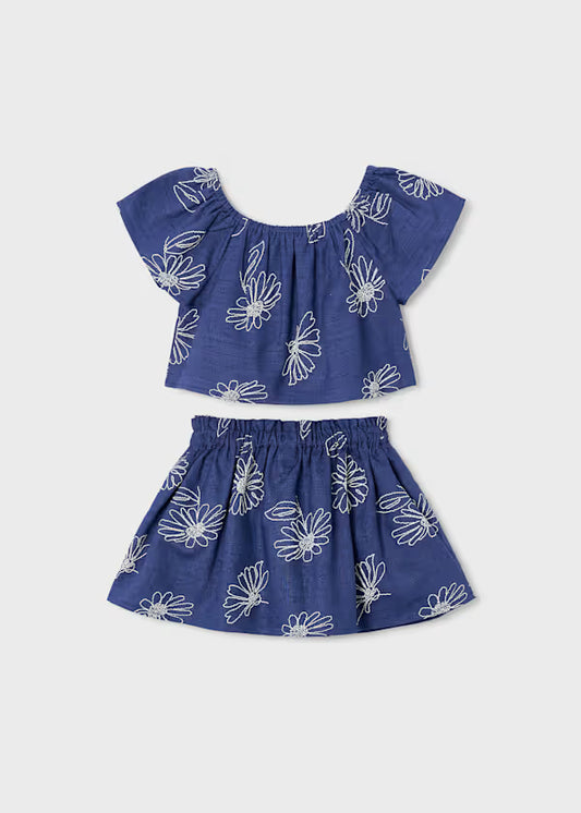 Mayoral - Girl Linen Skirt and T-shirt Set