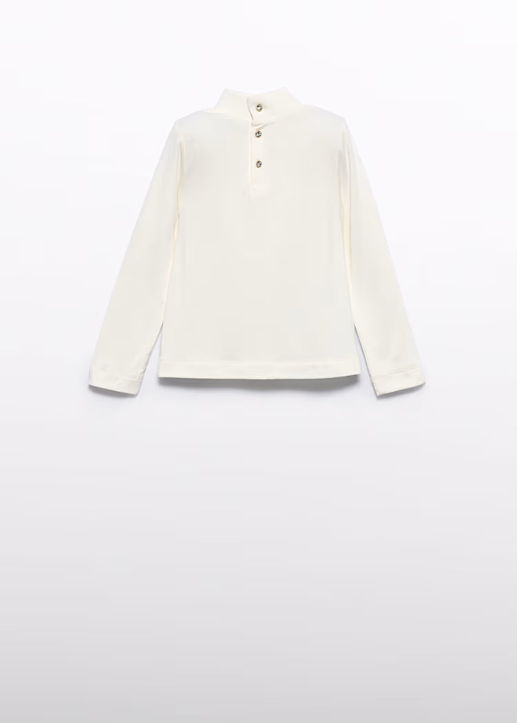 Abel & Lula - Girl Turtleneck with Bow Tie White